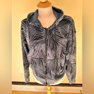 JoyLab Palm Print Zip Up Hoodie Small | Athleisure Coastal Cool Sweatshirt